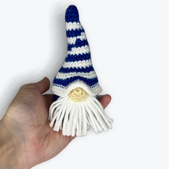 Handmade Crochet Holiday Gnome Hanukkah Theme or Blue Christmas Theme - Picture 9 of 9